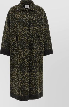 Nude animal-print oversized coat