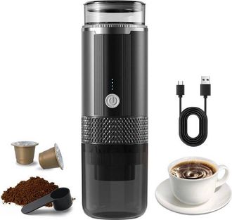 OEM Cafetera Port&aacute;til Para Llevar, Caf&eacute; Molido, Tazas, Recargable, M&aacute;quina De Caf&eacute; Port&aacute;til, Negra, 24,5 X 7,5 X 7,5 Cm