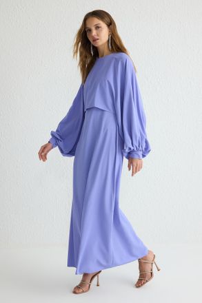Trendyol Modest Dames Paars Effen Maxi Lang Stijlvol/Avond Recht Modest Avond Jurken