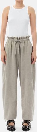 Ganni Light Melange Suiting Pants In Alfalfa