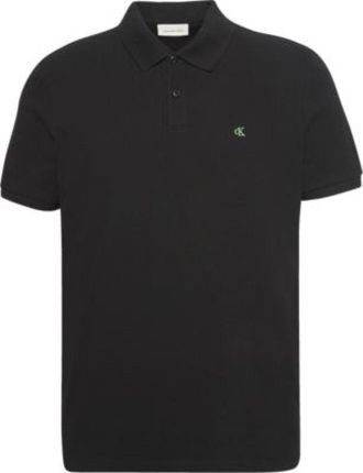 Calvin Klein Mens Short Sleeve Monogram Pique Cotton Polo Shirt, Black (Black), XL