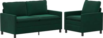 vidaXL Juego De Sof&aacute; 2 Uds. Verde Oscuro Terciopelo Vidaxl