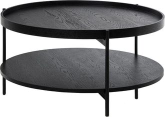 Koketto Home Mesa auxiliar de madera con doble tablero y patas negras negro