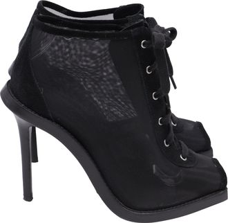 Versus Mesh Sandals in Black Suede