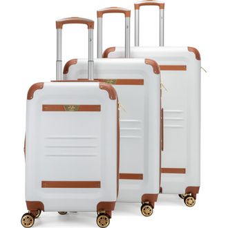 19V69 Vintage 3 Piece Expandable Spinner Luggage Set in White at Nordstrom