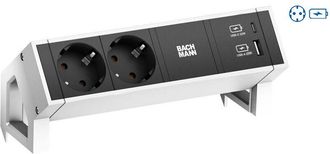 Bachmann Desk 2 Base M&uacute;ltiple 2 Salidas Ac Interior Negro, Blanco