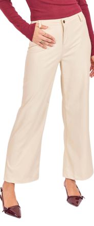 Sadie & Sage Faux Leather Pants In Ivory Taupe