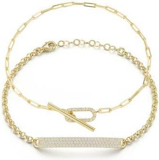 Glaze Jewelry Set of 2 Sterling Silver Bracelets in Gold at Nordstrom Rack
