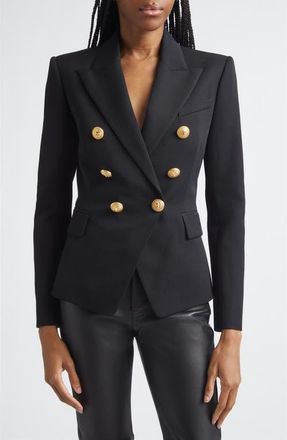 Balmain Double Breasted Wool Blazer in Black at Nordstrom, Size 10 Us