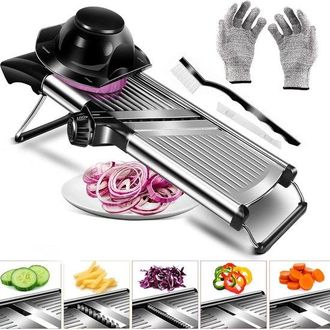 OEM Cortador De Verduras, Acero Inoxidable, Mandolina 5 En 1, Cortador De Verduras, Multifuncional, Ajustable, Acero Inoxidable Con Cuchilla Afilada