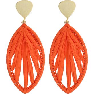 Panacea Rattan Marquise Drop Earrings in Orange at Nordstrom