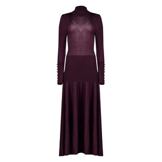 Paco Rabanne Button-Cuff Knitted Maxi Dress - female - Rabanne - Knitted Dresses - Purple - S - Dresses
