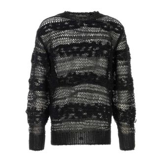 Yohji Yamamoto Round-neck Knitwear, male, Black, Size: L Tops