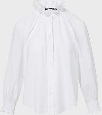 Veronica Beard Calisto Classic Ruffle Collared Shirt