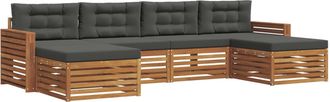 vidaXL Conjunto De Sof&aacute;s De Exterior 6 Uds. Natural Y Antracita Vidaxl