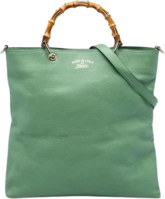 Gucci Pre-owned Bamboo Satchel - Dames - Vintage Shopper - Groen - ONE Size - Leer - Vintage