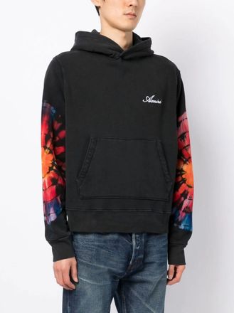 Amiri Mens Spot Tie Dye Hoodie in Black Cotton - Size Small