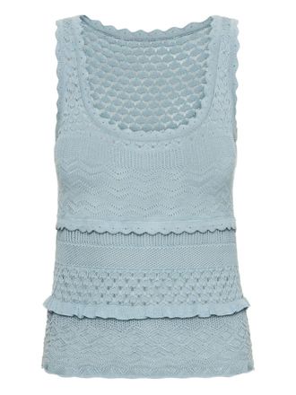 Oscar De La Renta Canotta con orlo a smerlo - Blu