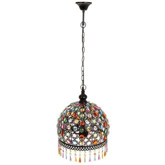 Wanderlust Deco L&aacute;mpara de metal y abalorios de cristal acrilico 33x33x65h cm