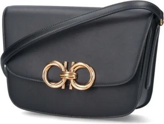 Ferragamo Hobo Bags - Trapezio Black Leather Crossbody Bag - Gr. unisize - in Schwarz - für Damen