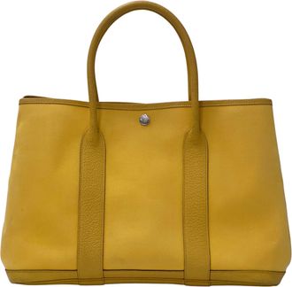 Herm&egrave;s Yellow Toile Officier Tote Bag (Pre-Owned)