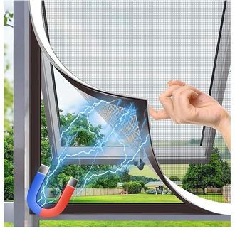 OEM Mosquitera Magn&eacute;tica Para Ventana, 120x130 Cm, Fibra De Vidrio, Tama&ntilde;o Ajustable Para Montaje Por El Usuario, Marco Desmontable, No Requiere Taladrar,