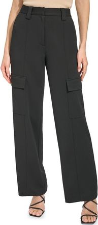 DKNY Straight Leg Crepe Cargo Pants in Black at Nordstrom, Size 00