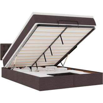 vidaXL Vidaxl - Cama Otomana Con Colch&oacute;n Marr&oacute;n Oscuro 140x190 Cm Tela