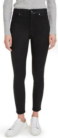 7 For All Mankind Coated High Waist Ankle Skinny Jeans in Coated Black at Nordstrom Rack, Size 25