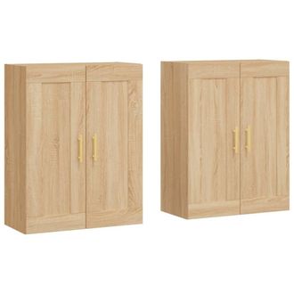 Berkfield Home Wall Mounted Cabinets 2 pcs Sonoma Oak Engineered Wood in Light Tan