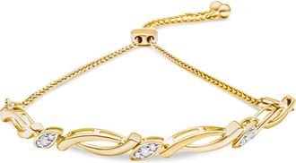 House of Brilliance Silver Diamond Accent Alternating Swirl link Bolo Bracelet in Yellow Gold Over Silver at Nordstrom