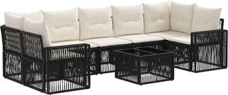 vidaXL Conjunto De Sof&aacute;s De Jard&iacute;n 8 Uds. Negro Rat&aacute;n Sint&eacute;tico Vidaxl