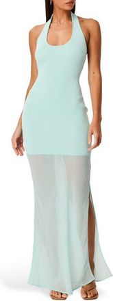 SNDYS Sommer Halter Neck Maxi Dress in Aqua at Nordstrom, Size X-Large