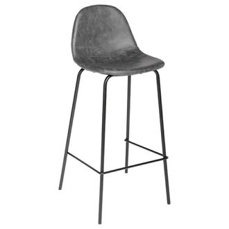 Atmosphera Atmosphera - Juego De 2 Taburetes De Bar vladi Gris Efecto Cuero Cr&eacute;ateur DInt&eacute;rieur