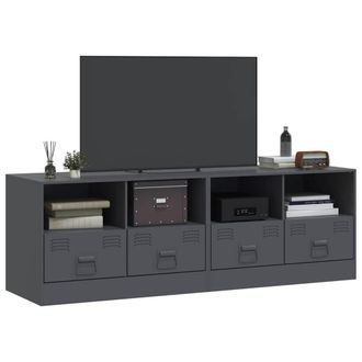 Berkfield Home TV Cabinets 2 pcs Anthracite 67x39x44 cm Steel in Dark Grey | Size: 67 x 39 x 44 cm