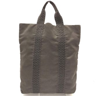 Herm&egrave;s Her Line Gray Nylon Canvas Handbag Tote Bag (Pre-Owned)