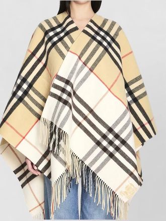 Burberry check pattern cape open front design