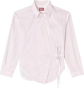 Diesel Shirt In Light Pink And White Striped Cotton