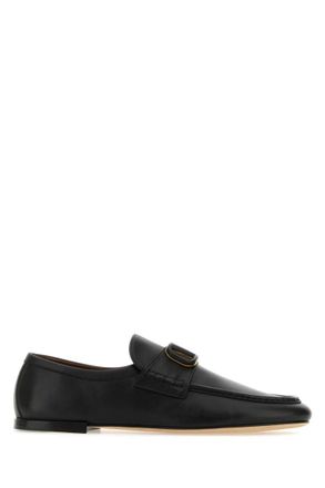 Valentino Garavani Black Leather Logo Loafers