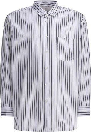 Comme Des Gar&ccedil;ons Gestreepte Button-Down Overhemd - Heren - Casual Overhemden - Wit - XL - Katoen - Overhemden