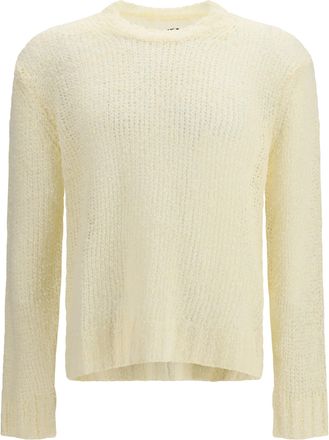 Jil Sander Mens Openwork Sweater Eggshell Linen