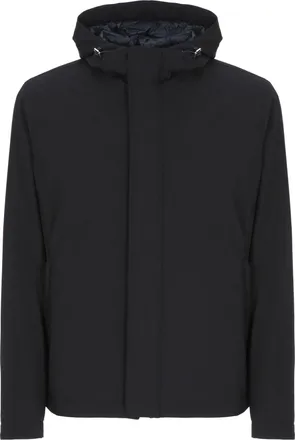 Herno Blue Hooded Short Down Jacket