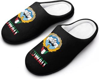 Generic Kuwait Flag Kuwaiti National Emblem Mens Slippers Slip On Comfortable Fleece Cotton House Shoes Winter