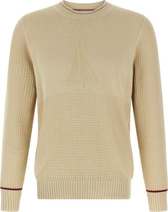 Brunello Cucinelli Waffle Stitch Cotton Sweater Maglioni Beige-Uomo