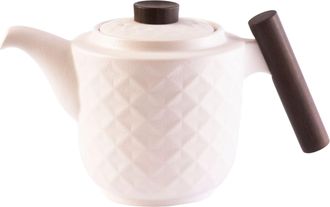 OEM Jarra Moderna De Porcelana Blanca De 1200 Ml (1,2 L) Con Asa De Madera