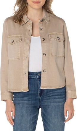 Liverpool L.A. Cotton Blend Shirt Jacket in Biscuit Tan at Nordstrom, Size Large