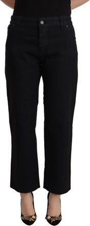 John Galliano Cotton Fla Cropped High Waist blue Womens Jeans