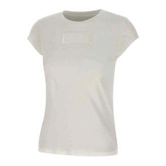 Elisabetta Franchi T-Shirts, female, White, Size: M White Modal T-shirt with Crew Neck