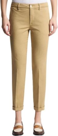 Fay Elegante Broek van Stretchkatoen - Dames - Vrijetijds broeken - Beige - W31 - Katoen - Broeken