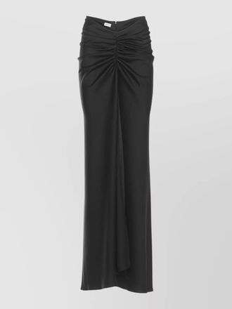 Andamane satin ruched skirt front drape maxi